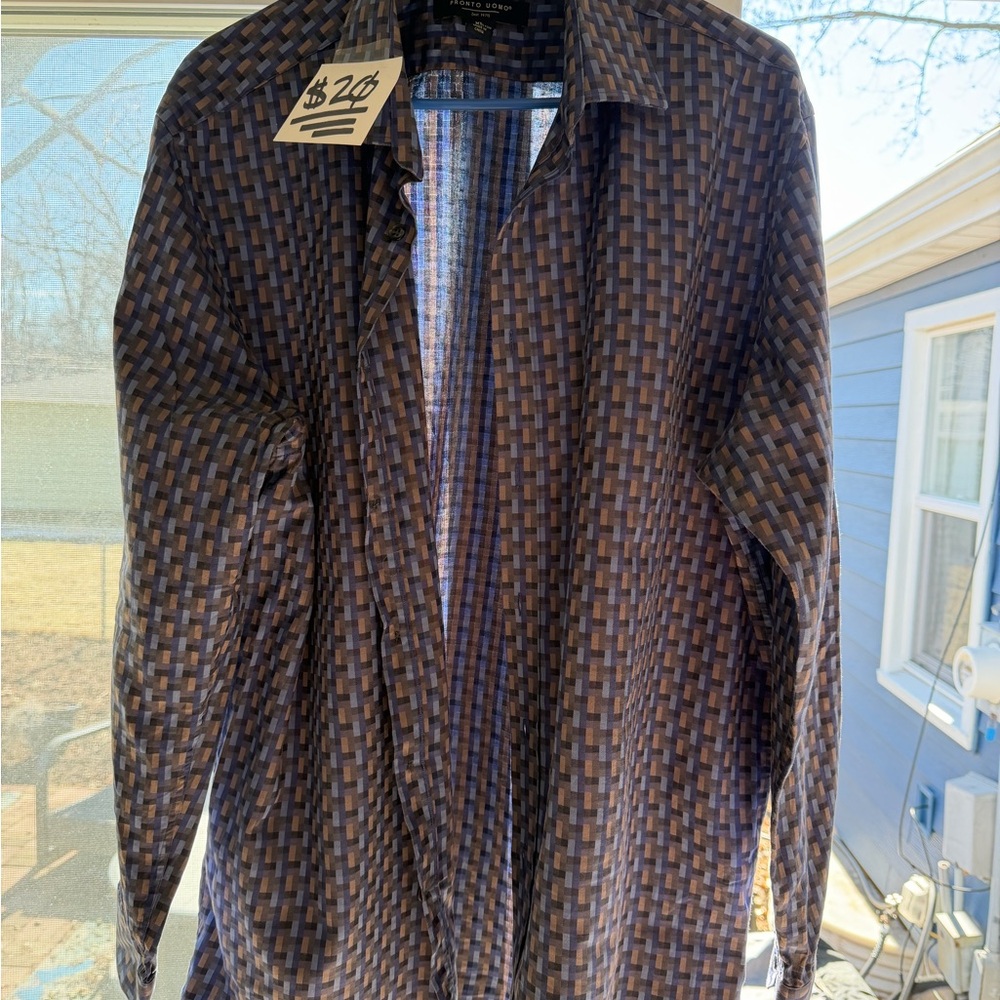 Men's Pronto Uomo Geometric Patterned Shirt